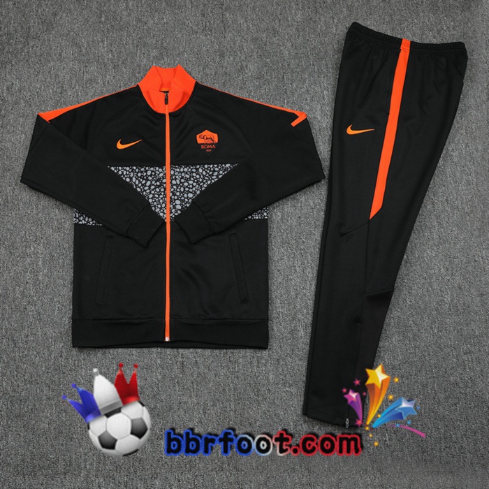 Veste Survetement Foot AS Roma Noir 20/21
