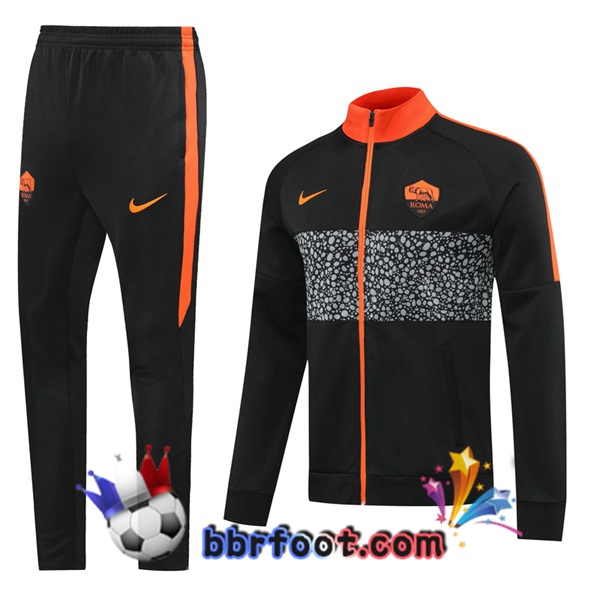 Veste Survetement Foot AS Roma Noir 20/21