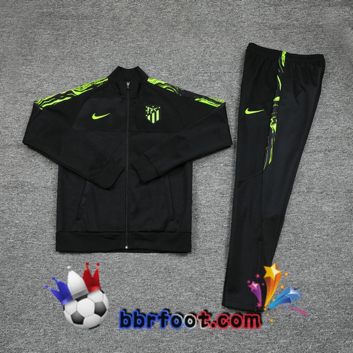 Veste Survetement Foot Atletico Madrid Noir Vert 20/21