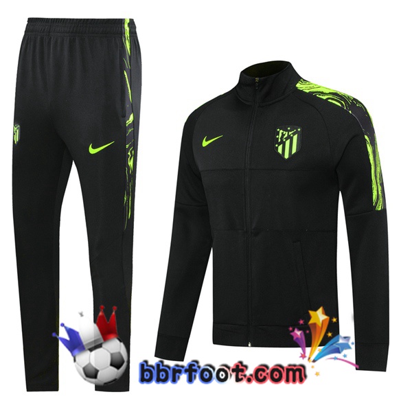 Veste Survetement Foot Atletico Madrid Noir Vert 20/21