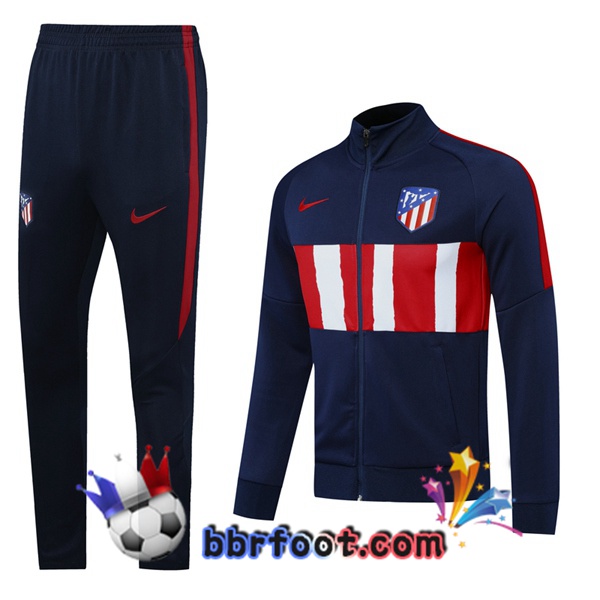 Veste Survetement Foot Atletico Madrid Bleu Royal Blanc 20/21