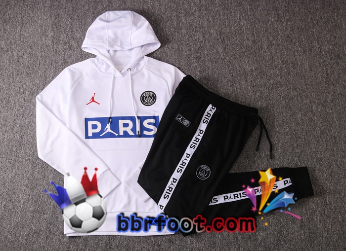 Veste A Capuche Survetement Foot Pairis PSG Jordan Blanc 20/21