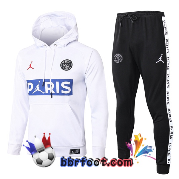 Veste A Capuche Survetement Foot Pairis PSG Jordan Blanc 20/21