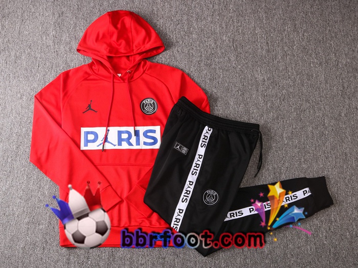 Veste A Capuche Survetement Foot Pairis PSG Jordan Rouge 20/21