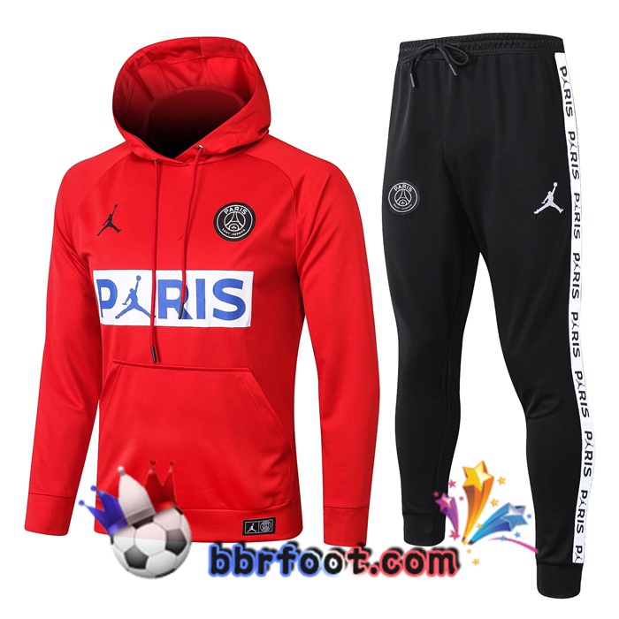 Veste A Capuche Survetement Foot Pairis PSG Jordan Rouge 20/21