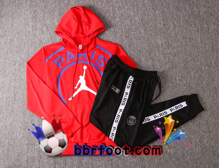 Veste A Capuche Survetement Foot Pairis PSG Jordan Rouge 20/21