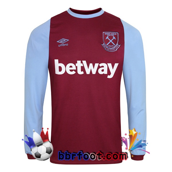 Maillot Foot West Ham Domicile Manche Longue Rouge 20/21