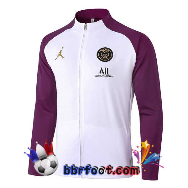 Veste Foot JORDAN Paris PSG Blanc Pourpre 20/21