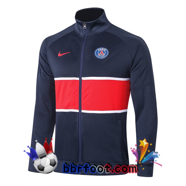 Veste Foot Paris PSG Bleu Royal Rouge 20/21