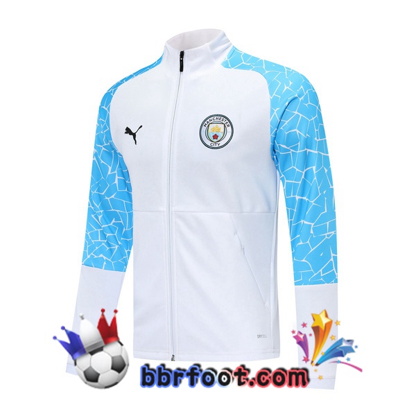 Veste Foot Manchester City Blanc Bleu 20/21