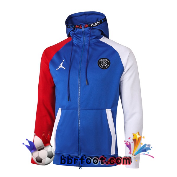 Veste A Capuche JORDAN Paris PSG Bleu Rouge Blanc 20/21