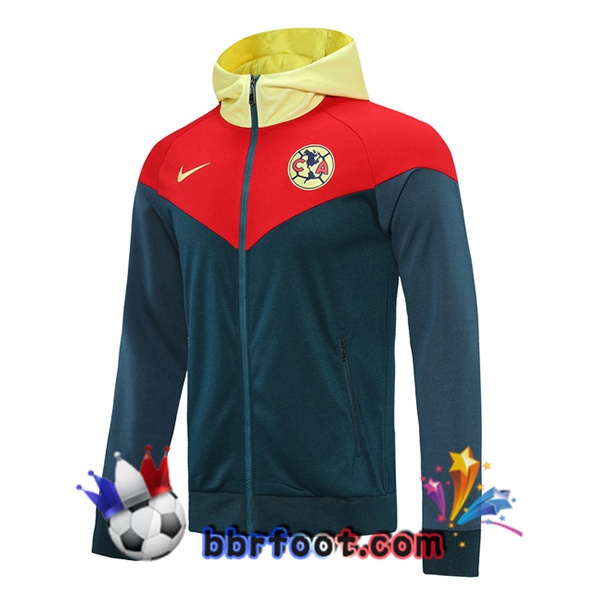 Veste A Capuche Club America Bleu Royal Rouge Jaune 20/21