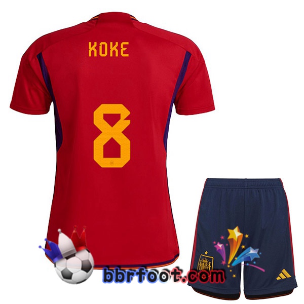 Maillots Equipe De Espagne (KOKE 8) Enfant Domicile Rouge 2022/2023