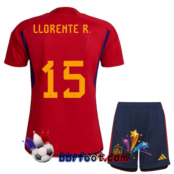 Maillots Equipe De Espagne (LLORENTE R. 15) Enfant Domicile Rouge 2022/2023