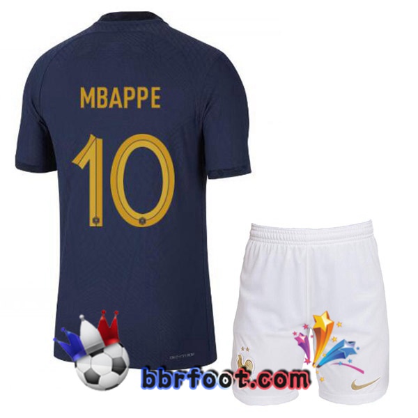 Maillots Equipe De France (MBAPPE 10) Enfant Domicile Bleu Royal 2022/2023
