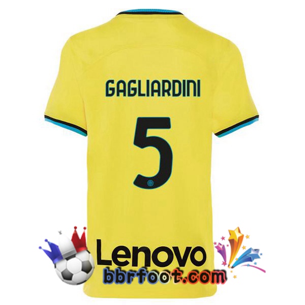 Maillot Foot Inter Milan (GAGLIARDINI 5) Third Jaune 2022/2023