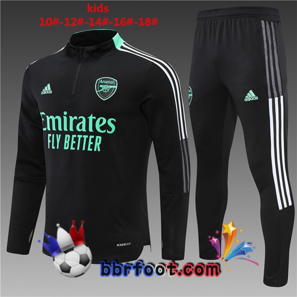 Ensemble Survetement Foot Arsenal Enfant Noir 21/22