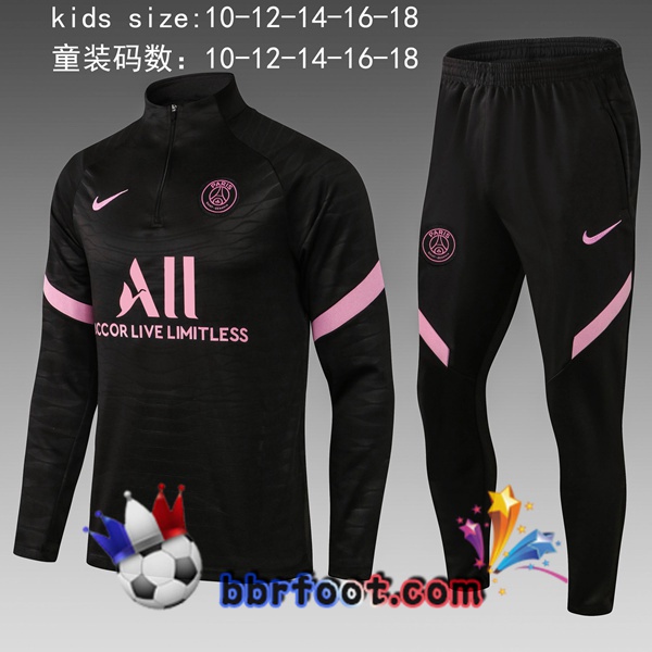 Ensemble Survetement Foot Paris PSG Enfant Noir 21/22