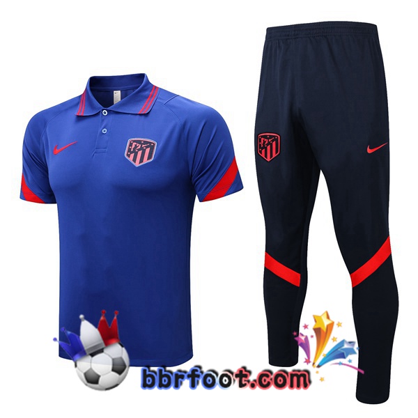 Polo Foot Atletico Madrid + Pantalon Bleu 22/23