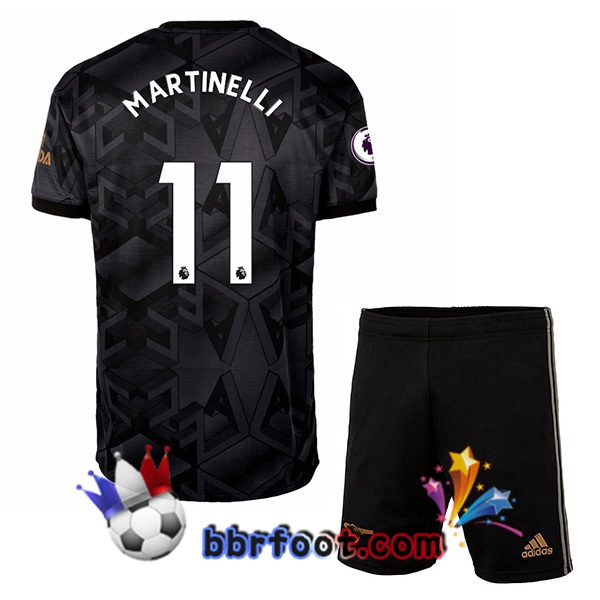 Maillot Foot Arsenal (MARTINELLI 11) Enfant Exterieur Noir 2022/2023