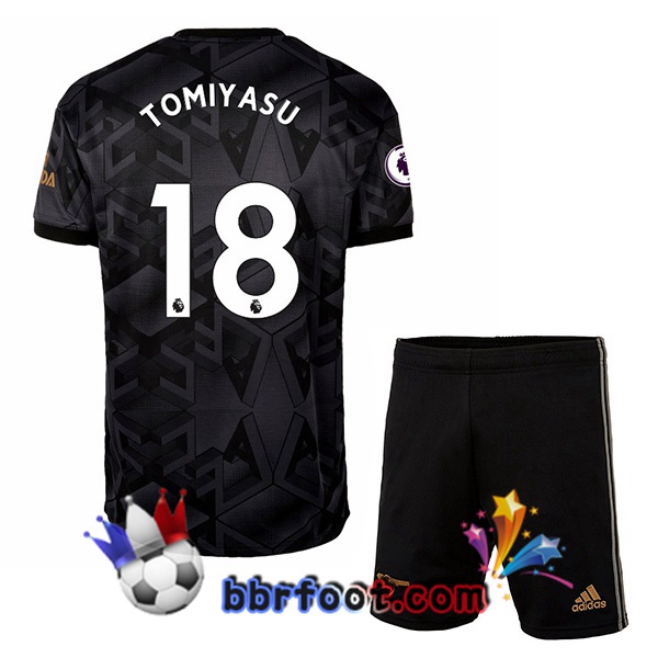 Maillot Foot Arsenal (TOMIYASU 18) Enfant Exterieur Noir 2022/2023