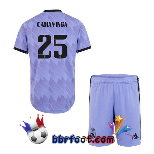 Maillot Foot Real Madrid (Camavinga 25) Enfant Exterieur Pourpre 2022/2023