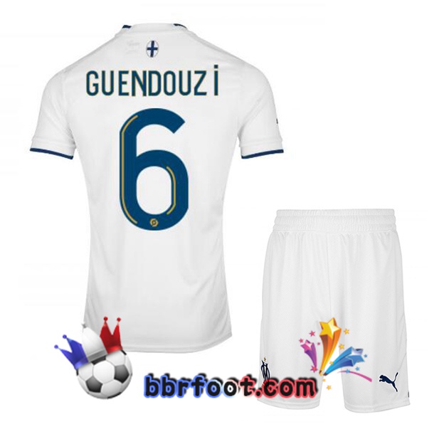 Maillot Foot Marseille OM (GUENDOUZI 6) Enfant Domicile Blanc 2022/2023