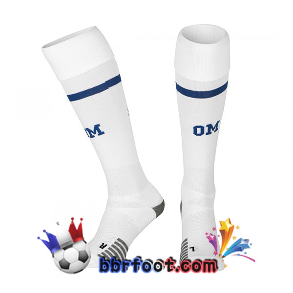 Chaussettes Foot Marseille OM Domicile Blanc 2022/2023 Chaussettes Foot Marseille OM Domicile Blanc 2022/2023