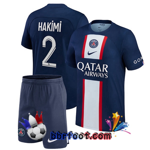 Maillot Foot Paris PSG (Hakimi 2) Enfant Domicile Bleu Royal 2022/2023