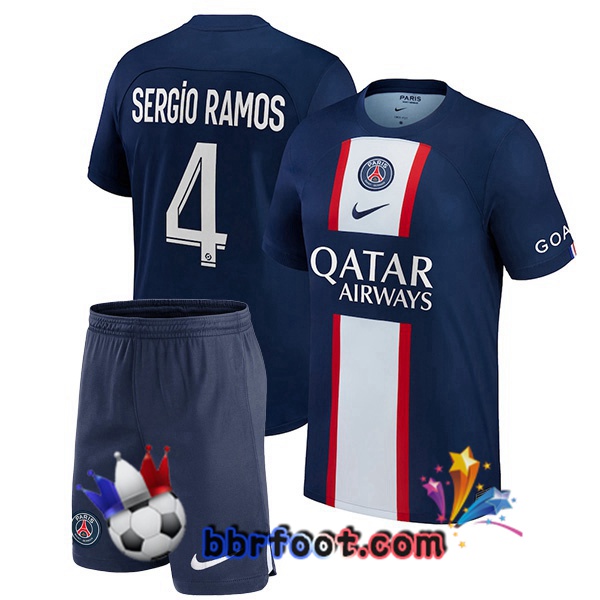 Maillot Foot Paris PSG (Sergio Ramos 4) Enfant Domicile Bleu Royal 2022/2023