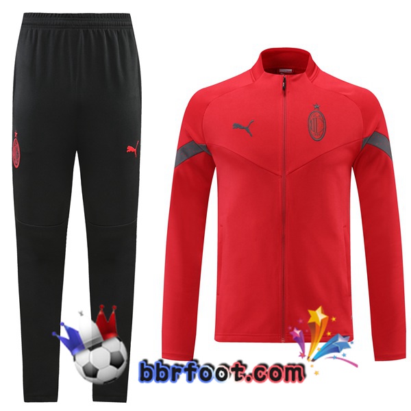 Veste Survetement Foot AC Milan Rouge 2022/2023 Veste Survetement Foot AC Milan Rouge 2022/2023