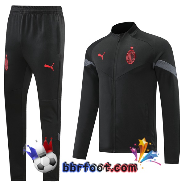 Veste Survetement Foot AC Milan Noir 2022/2023 Veste Survetement Foot AC Milan Noir 2022/2023