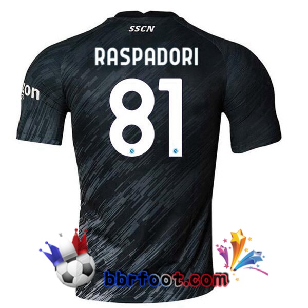 Maillot Foot SSC Naples (Raspadori 81) Third Noir 2022/2023