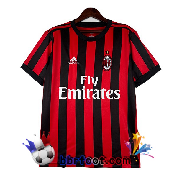 Maillot Foot AC Milan Retro Domicile Rouge Noir 2017-2018