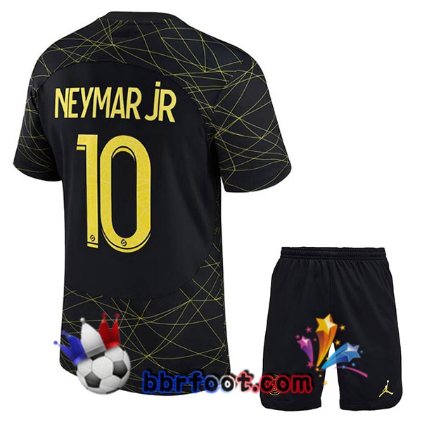 Maillot Foot Paris PSG (NEYMAR JR 10) Enfant Quatrieme Noir 2022/2023