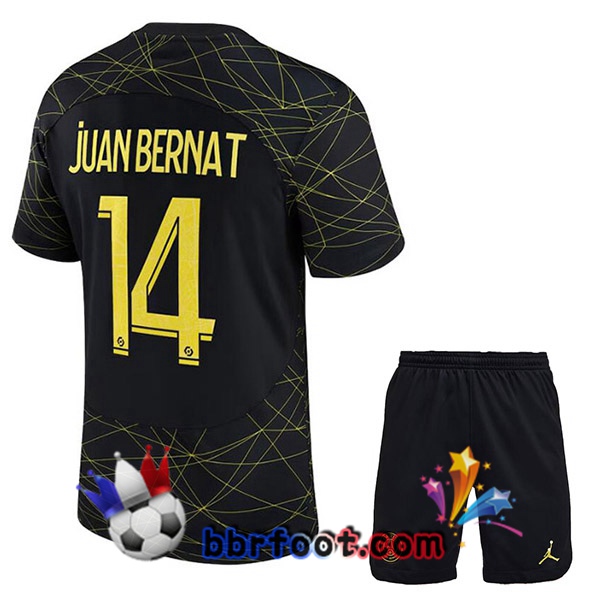 Maillot Foot Paris PSG (JUAN BERNAT 14) Enfant Quatrieme Noir 2022/2023