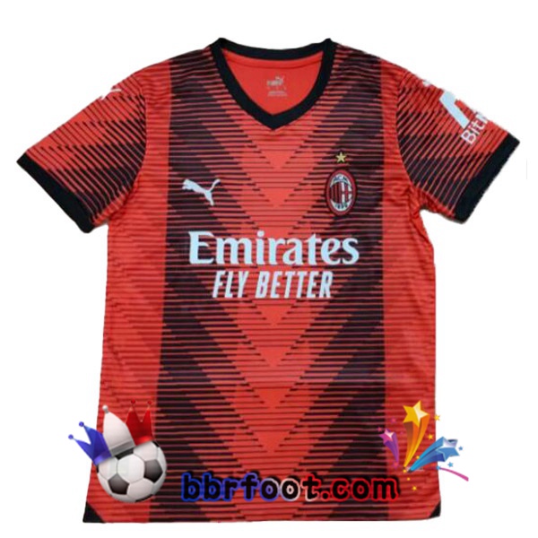 Maillot Foot AC Milan Domicile Rouge Version Fuite 2023/2024 Maillot Foot AC Milan Domicile Rouge Version Fuite 2023/2024
