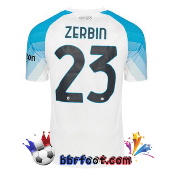 Maillot Foot SSC Naples (Zerbin 23) Face Game Bleu Blanc 2022/2023