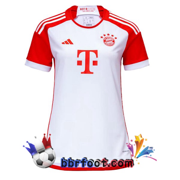 Maillot Foot Bayern Munich Femme Domicile Blanc Rouge 2023/2024