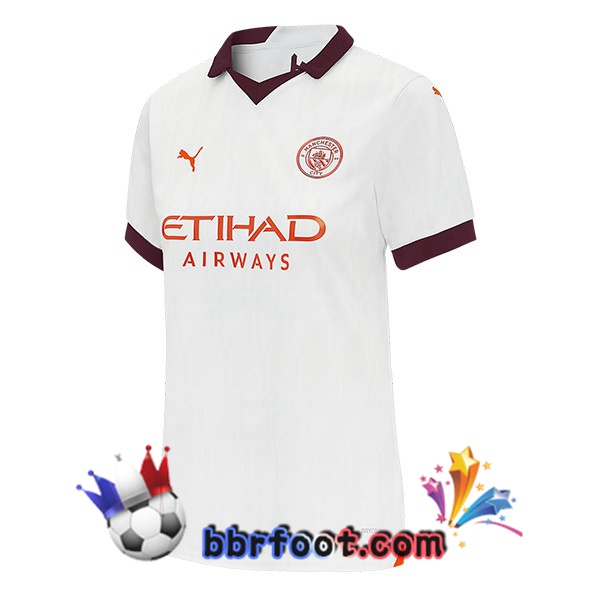 Maillot Foot Manchester City Femme Exterieur Blanc 2023/2024