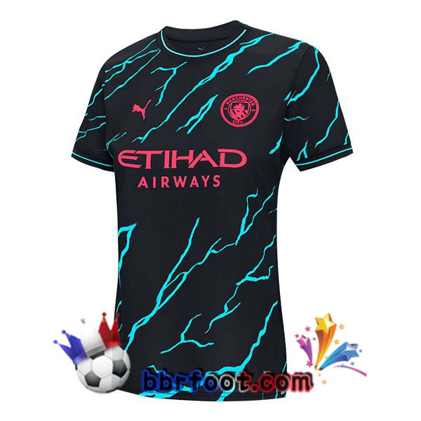 Maillot Foot Manchester City Femme Third Bleu Noir 2023/2024