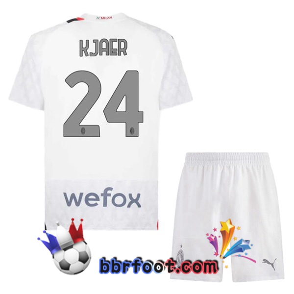 Maillot Foot AC Milan (Kjaer 24) Enfant Exterieur Blanc 2023/2024