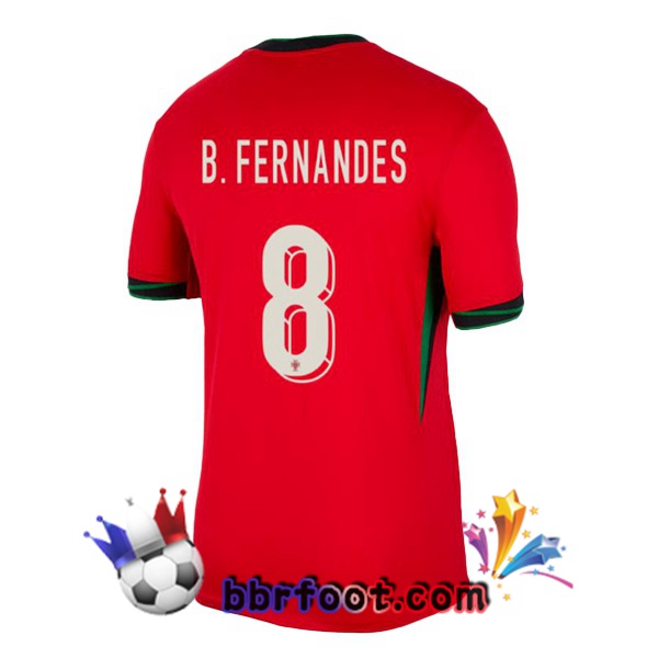 Maillots Equipe De Portugal (B. FERNANDES 8) Domicile Rouge 2024/2025