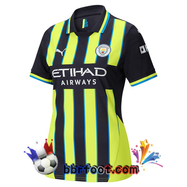 Maillot Foot Manchester City Femme Exterieur Vert Noir 2024/2025