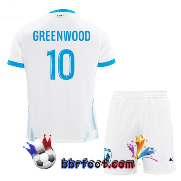 Maillot Foot Marseille OM (GREENWOOD 10) Enfant Domicile Blanc 2024/2025