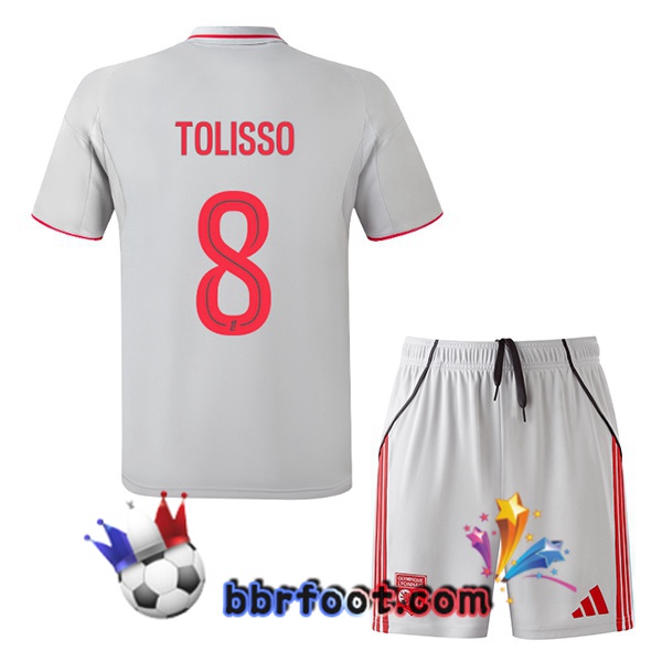 Maillot Foot Lyon OL (TOLISSO 8) Enfant Third Gris 2025/2026 Maillot Foot Lyon OL (TOLISSO 8) Enfant Third Gris 2025/2026