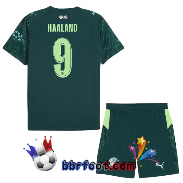 Maillot Foot Manchester City (Erling Haaland 9) Enfant Quatrieme Vert 2025/2026 Maillot Foot Manchester City (Erling Haaland 9) Enfant Quatrieme Vert 2025/2026