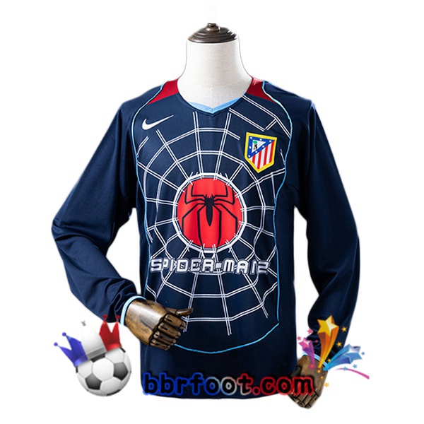 Maillot Foot Atletico Madrid Retro Exterieur Manche Longue Bleu Royal 2004-2005 Maillot Foot Atletico Madrid Retro Exterieur Manche Longue Bleu Royal 2004-2005