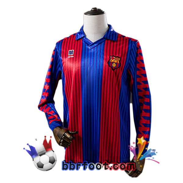 Maillot Foot FC Barcelone Retro Domicile Manche Longue Rouge Bleu 1990-1991 Maillot Foot FC Barcelone Retro Domicile Manche Longue Rouge Bleu 1990-1991