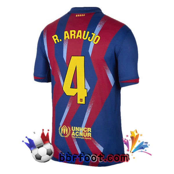 Maillot Foot FC Barcelone (R. ARAUJO 4) Quatrieme Bleu Rouge 2025/2026 Maillot Foot FC Barcelone (R. ARAUJO 4) Quatrieme Bleu Rouge 2025/2026